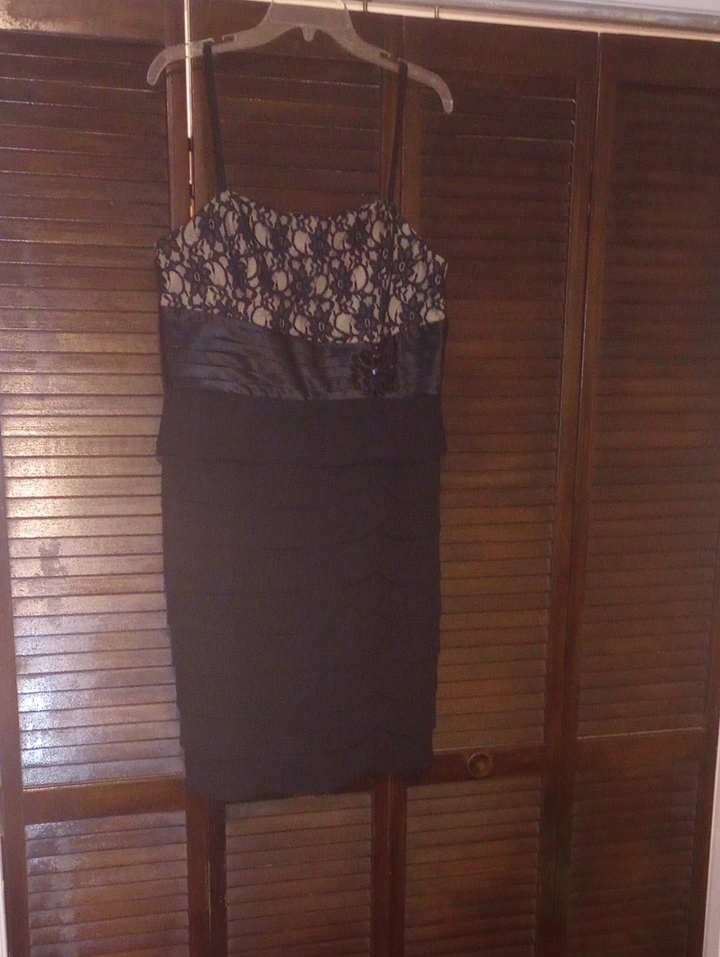 Jessica Howard Black Lace & Satin Trim Mini Dress